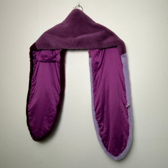 Halogen Atlantic Pacific Faux Fur Scarf Purple Lavender Ombre - Picture 7 of 7